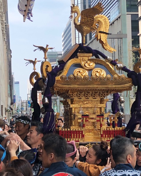 A mikoshi is carried around town